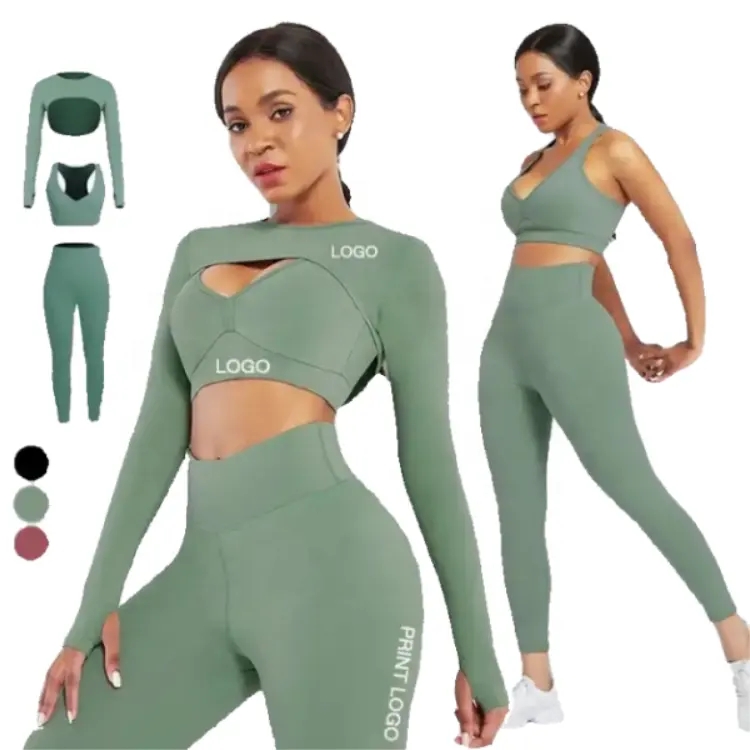 Sports Set Women Yoga Set Private Label Tracksuit Workout Crop Top Clothing Womens Fitness Apparel Gym Sets OEM Support Custom