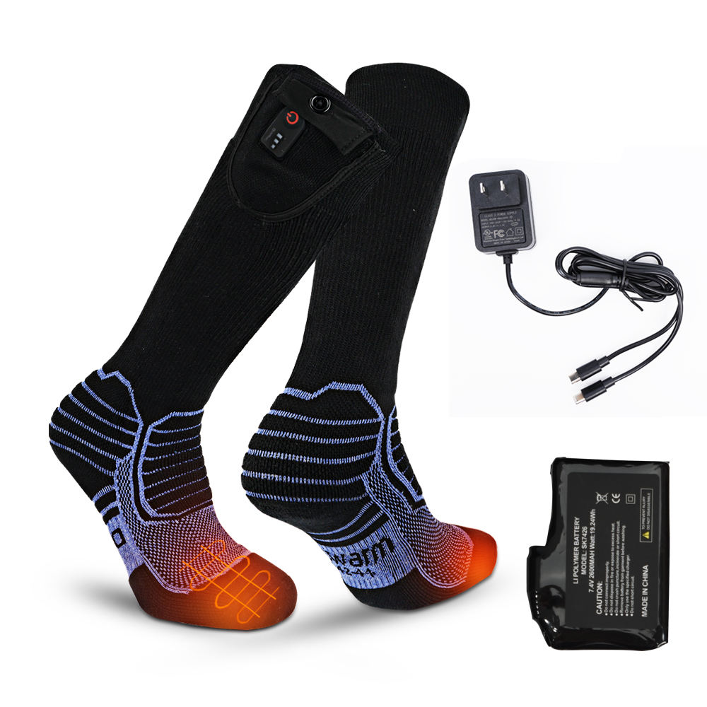 Wholesale heated socks winter outdoor ski thermal 7.4V electric rechargeable battery heated ski socks