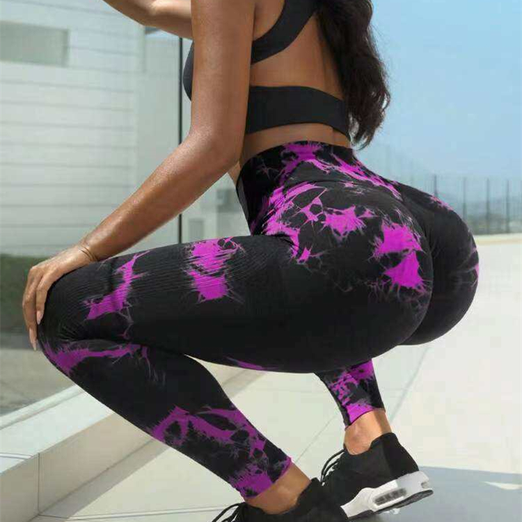 Custom Logo Scrunch Butt Lifting Yoga Tie Dye Leggings  Seamless Gym Fitness for Women Pants  Gym Fitness Yoga Tie Dye Leggings for Women