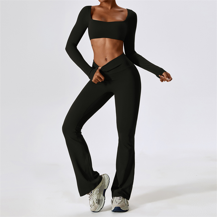 Yoga Gym Sport Pants Two Piece Wear Set Leggings Seamless Active Woman Leggings Clothes Yoga Set and Pilates Workout Sets