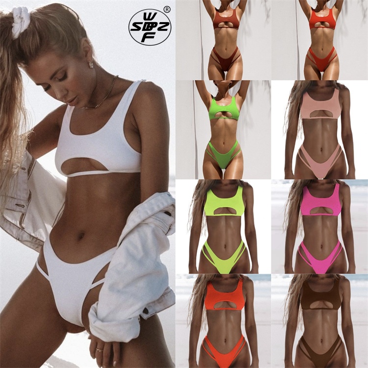 Sexy Solid Mirco Bikini Sets Women Tie Side G-String Thong Swimsuit Female Bandage Bathing Suit Swimwear Biquini