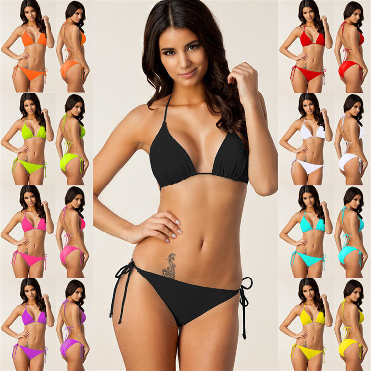 Plus size cheap triangle micro swimwear Three-point bikini & beachwear hot bikini sexy women string thong bikini set