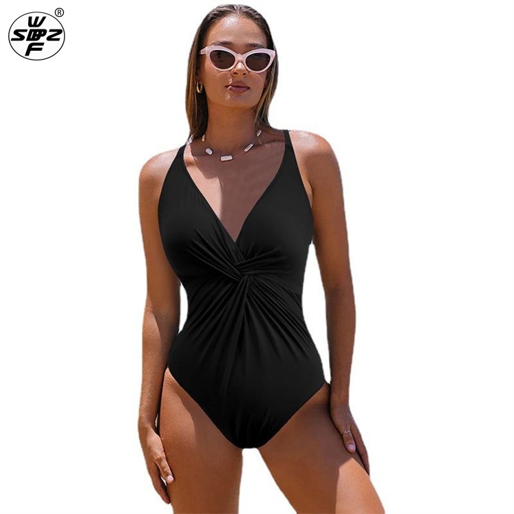 Sexy backless fashion cross back  solid color one-piece bikini swimsuit manufacturers wholesale