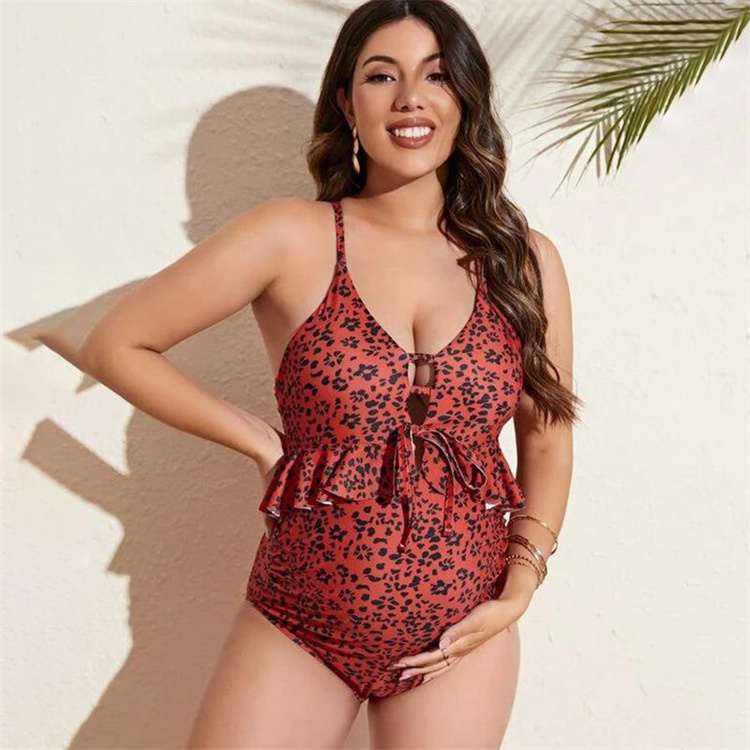 Maternity Swimwear Women Sexy Beach Body Suit Ruffle Floral Print Pregnant One Piece Swimsuit Plus Size Female Swimwear