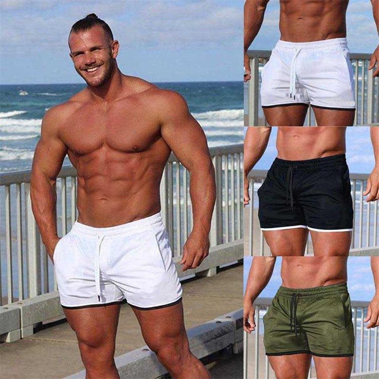 Summer new crazy muscle men's shorts sports fitness running outdoor breathable quick dry beach hot pants