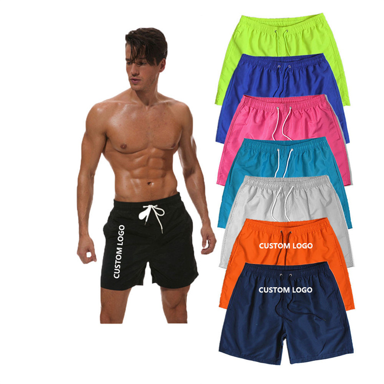 Custom LOGO men's stylish beach shorts polyester quick-drying multi-color sports short Polyester surf shorts with lining