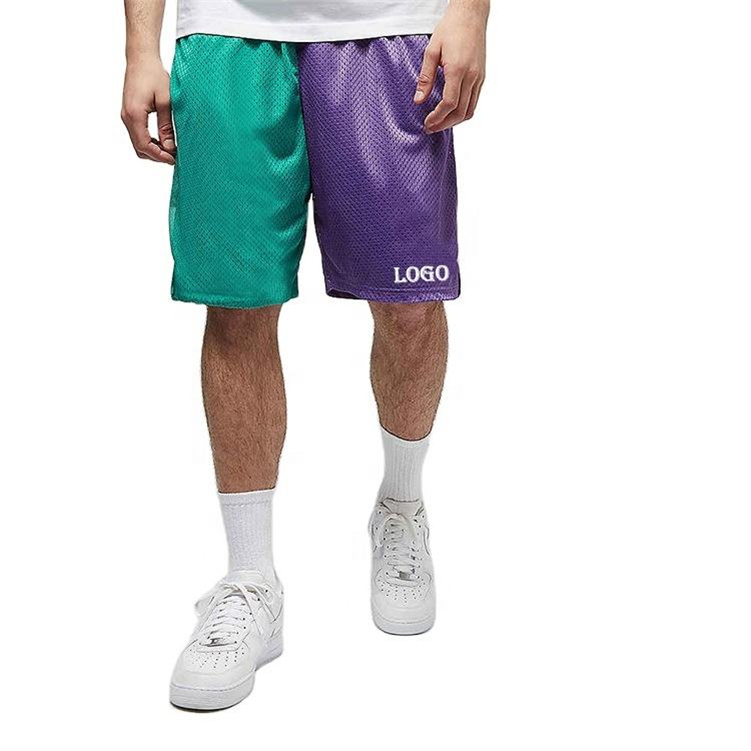 wholesale trendy hip-hop quick-drying training sports shorts color matching mesh five-point beach shorts