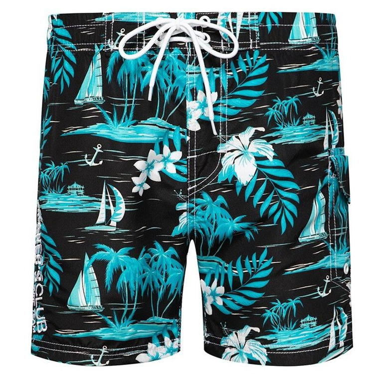 High Quality Men Printing Blue Quick Drying Beach Shorts Running Shorts Custom Board Shorts Wholesale