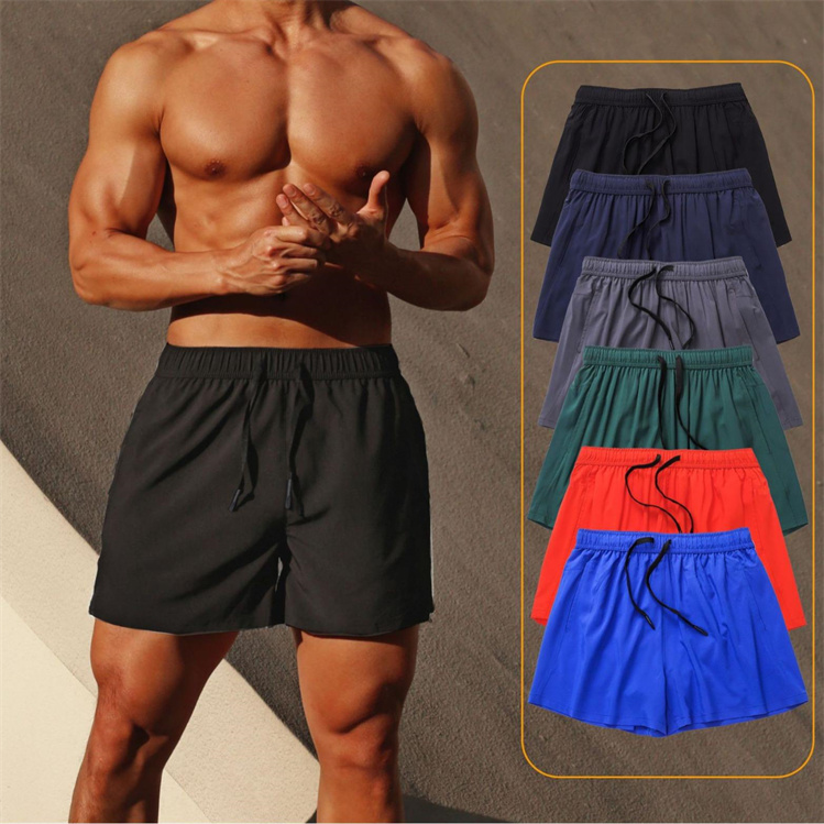 Summer custom logo fitness Men's running training Casual gym plus size quick drying double-layer sport shorts