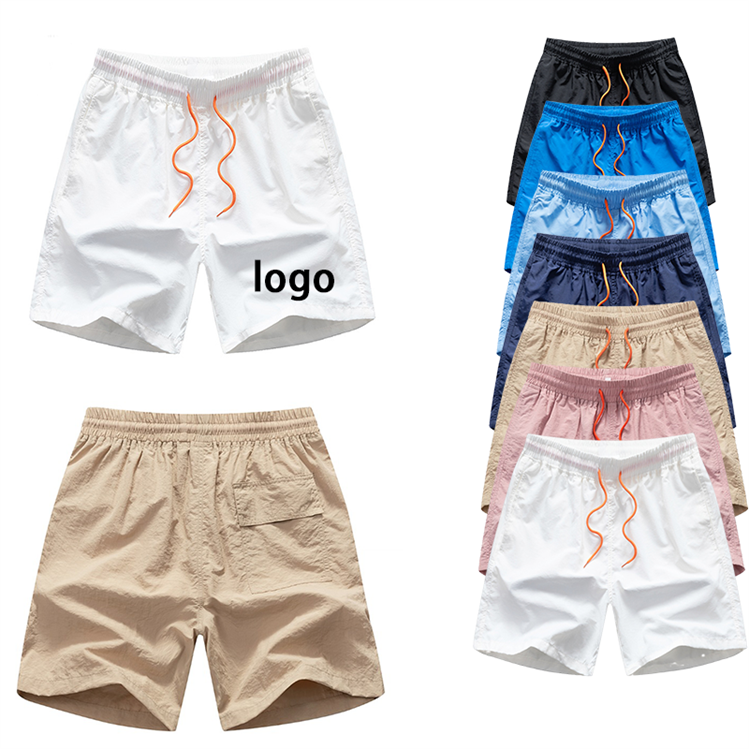 Men Summer Fashion Shorts 100% Nylon Beach Shorts Breathable Thin Shorts Lightweight Drawstring Solid Short Pants