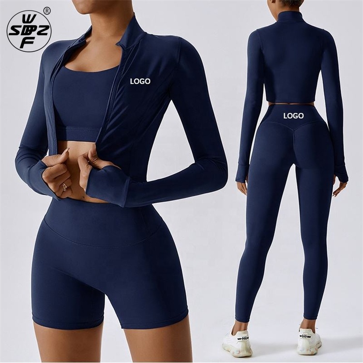 Women Clothes Long Sleeve Crop Top and Pants Set Gym Clothes Custom Fall Winter Workout Sets