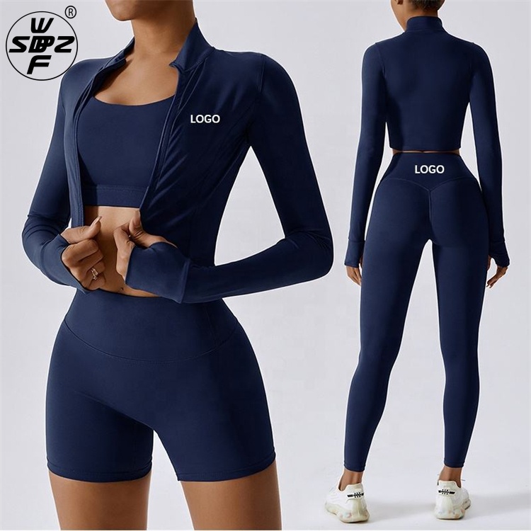 Women Long Sleeve Crop Top and Pants Set Gym Clothes OEM/ODM Fall Winter Workout Sets