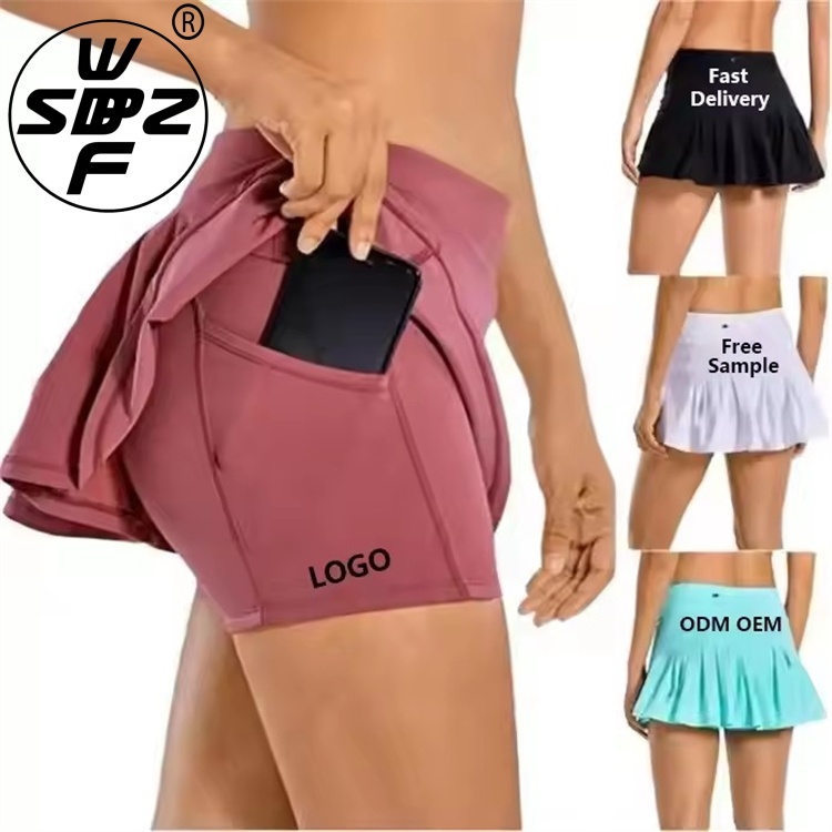 High Quality Gym Yoga Pleated Tennis Skirt With Lined Shorts Side Pocket OEM/ODM Gym Fitness Tennis Skirt