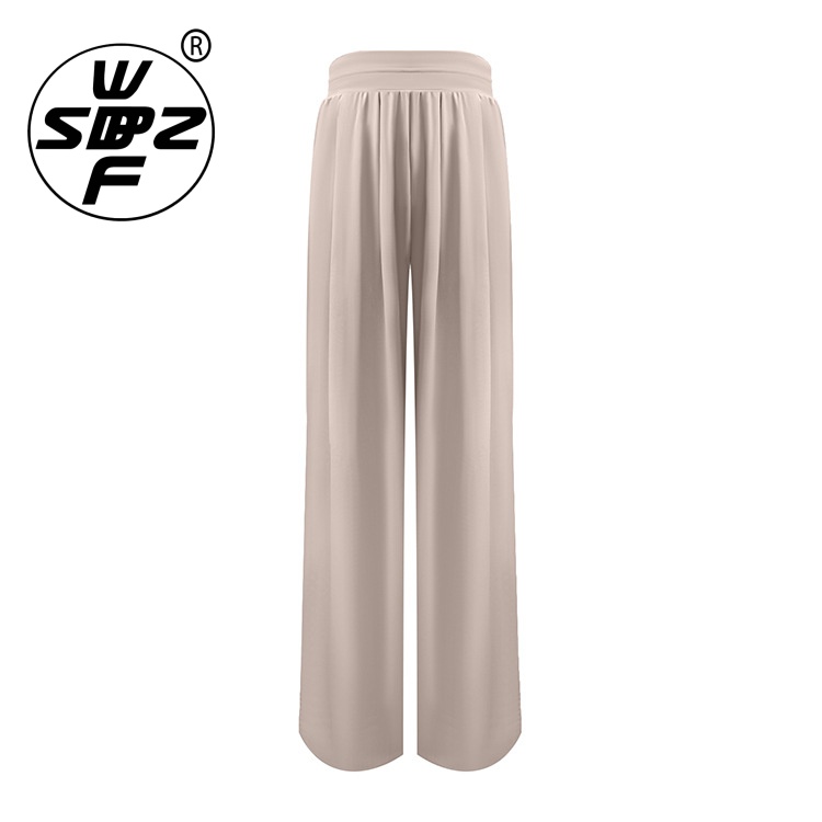 High Quality Women Hip Lift Light Weight Slacks Custom Wide Leg Slacks