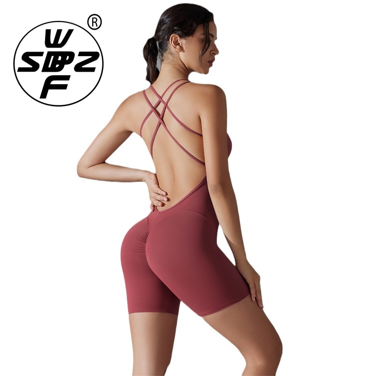 Quick Dry Seamless  Backless Yoga Leggings Jumpsuits Custom Women's Workout Romper