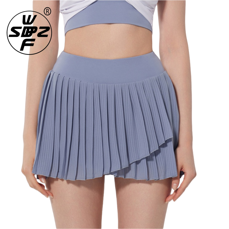 Fashion Solid Color Double-layer Tennis Skirt Custom Pleated Tennis Dress