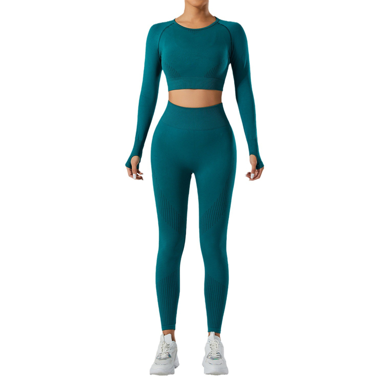 Women Seamless Long Sleeve Running Sexy Yoga Sets Custom Quick Dry Workout Sets