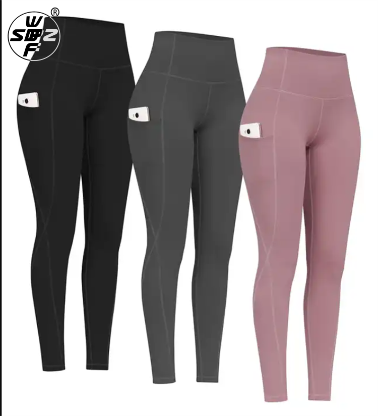 High Waisted Tight Woman Jogging Yoga Leggings With Pockets Custom Butt Seamless Leggings