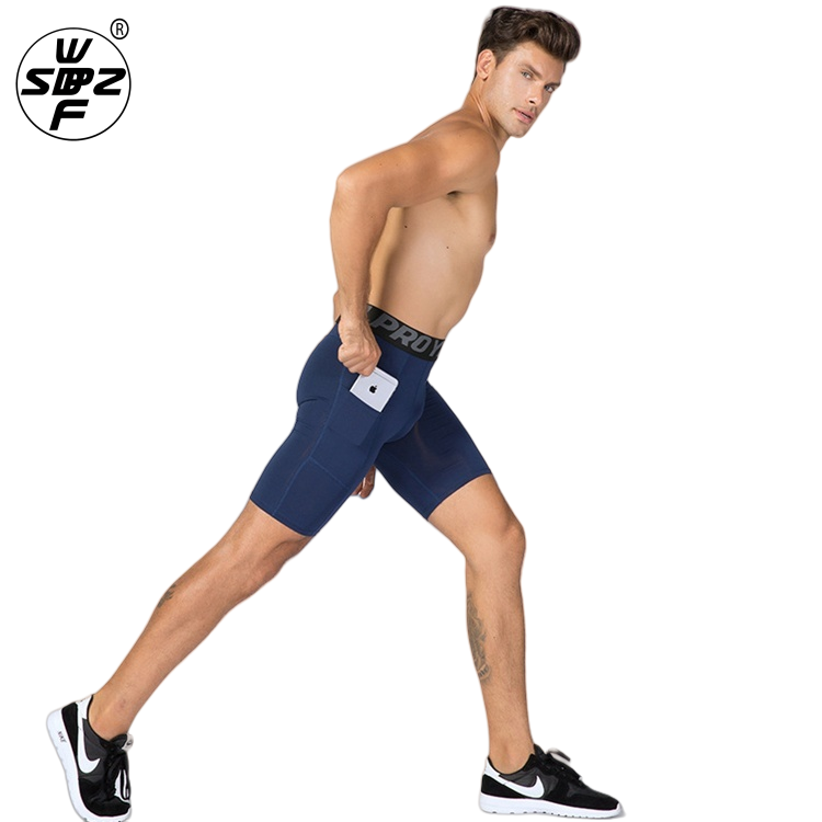 Compression Training Running Leggings Shorts With Pockets Custom Breathable Mens Leggings