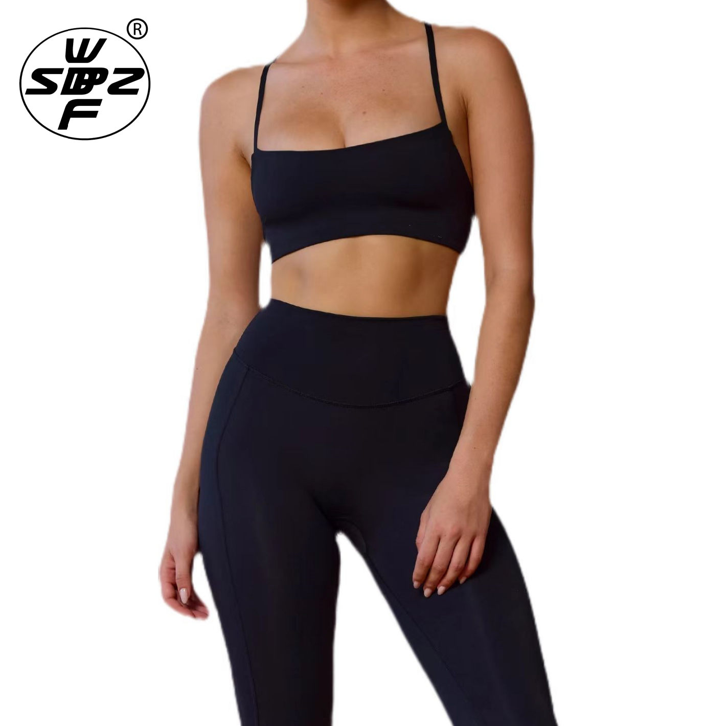 Black Sports Bra And Leggings Set Comfortable Two Piece Workout Sets Running Yoga Bra