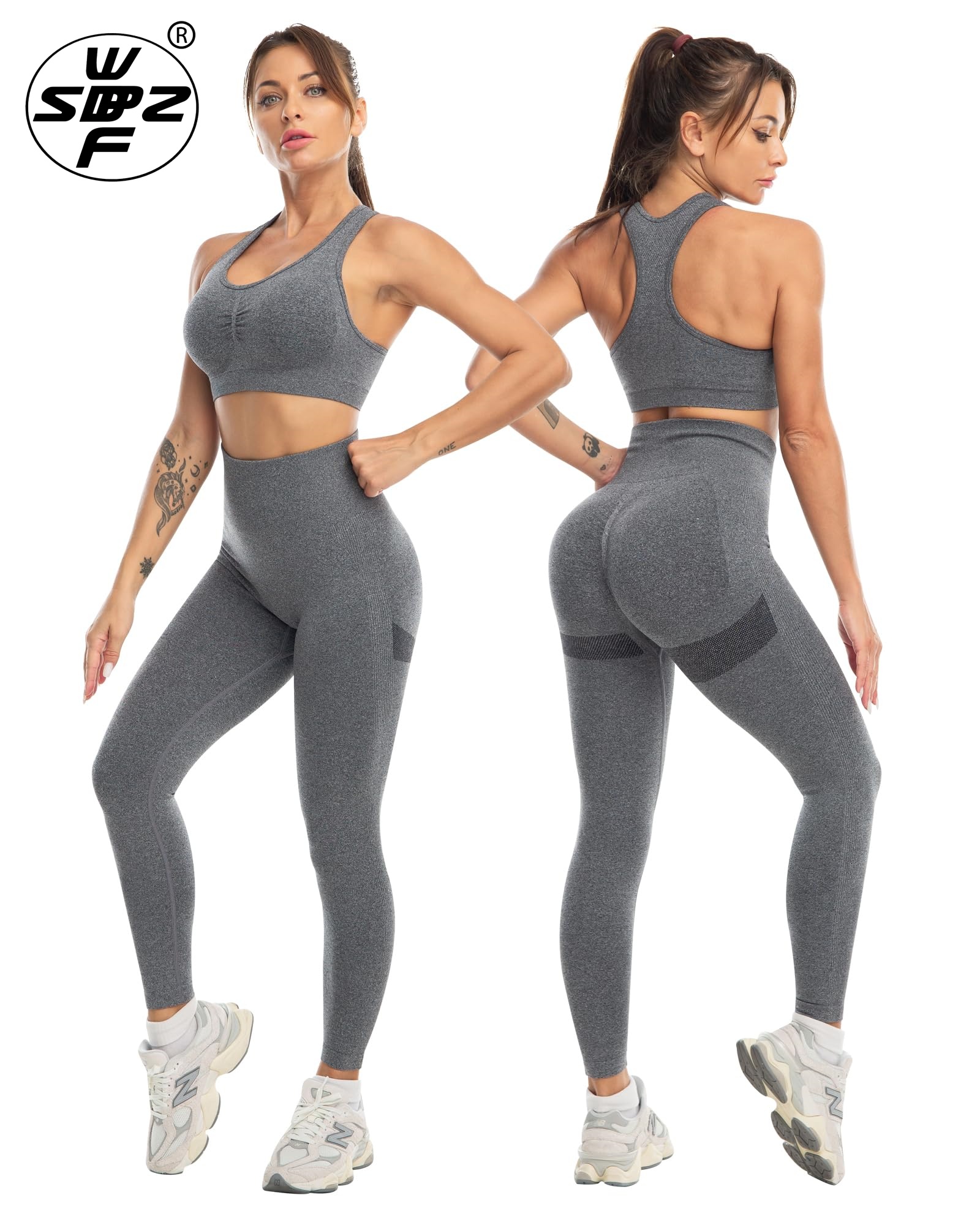 Fashion Yoga Sets For Women Butt Lifting Leggings High Impact Sports Bra Seamless Gym Pants